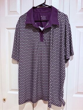 Ben Sherman Purple Geometric-Print Polo